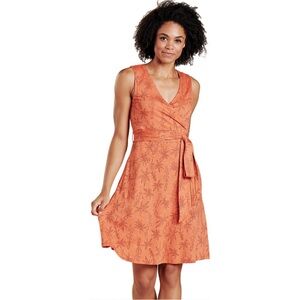 Toad&Co | Orange W’s Cue Floral Wrap Sleeveless Dress Tencel Cotton Summer M